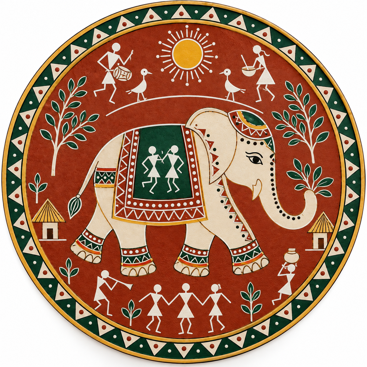 Warli Elephant Engraved MDF Wall Art - DIY - Pre-Marked MDF