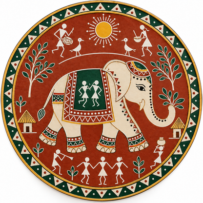 Warli Elephant Engraved MDF Wall Art - DIY - Pre-Marked MDF