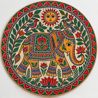 Pattachitra Elephant Engraved MDF Wall Art - DIY - Pre-Marked MDF