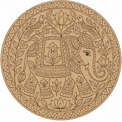 Pattachitra Elephant Engraved MDF Wall Art - DIY - Pre-Marked MDF