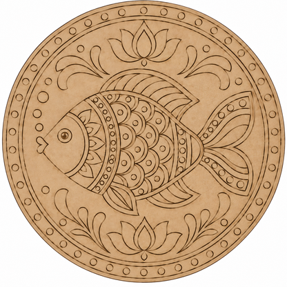 Matsya Fish Engraved MDF Wall Art - DIY - Pre-Marked MDF