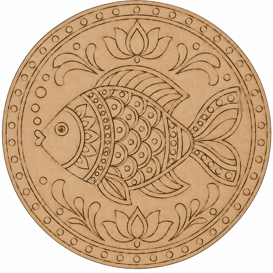 Matsya Fish Engraved MDF Wall Art - DIY - Pre-Marked MDF