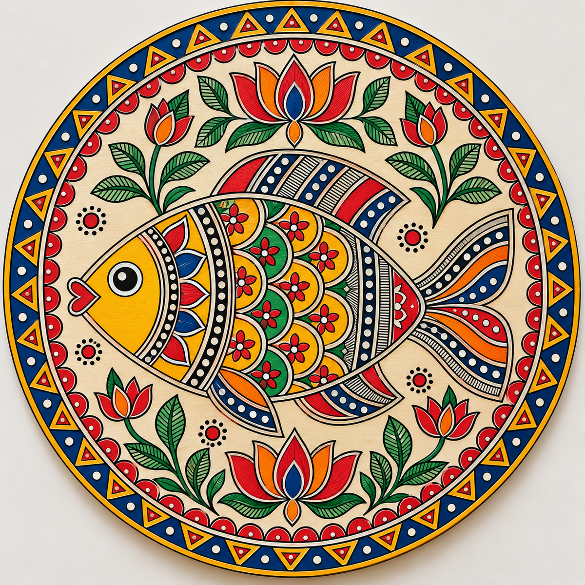 Madhubani Fish Engraved MDF Wall Art - DIY - Pre-Marked MDF
