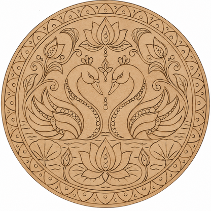 Twin Hamsa Swan Engraved MDF Wall Art - DIY - Pre-Marked MDF