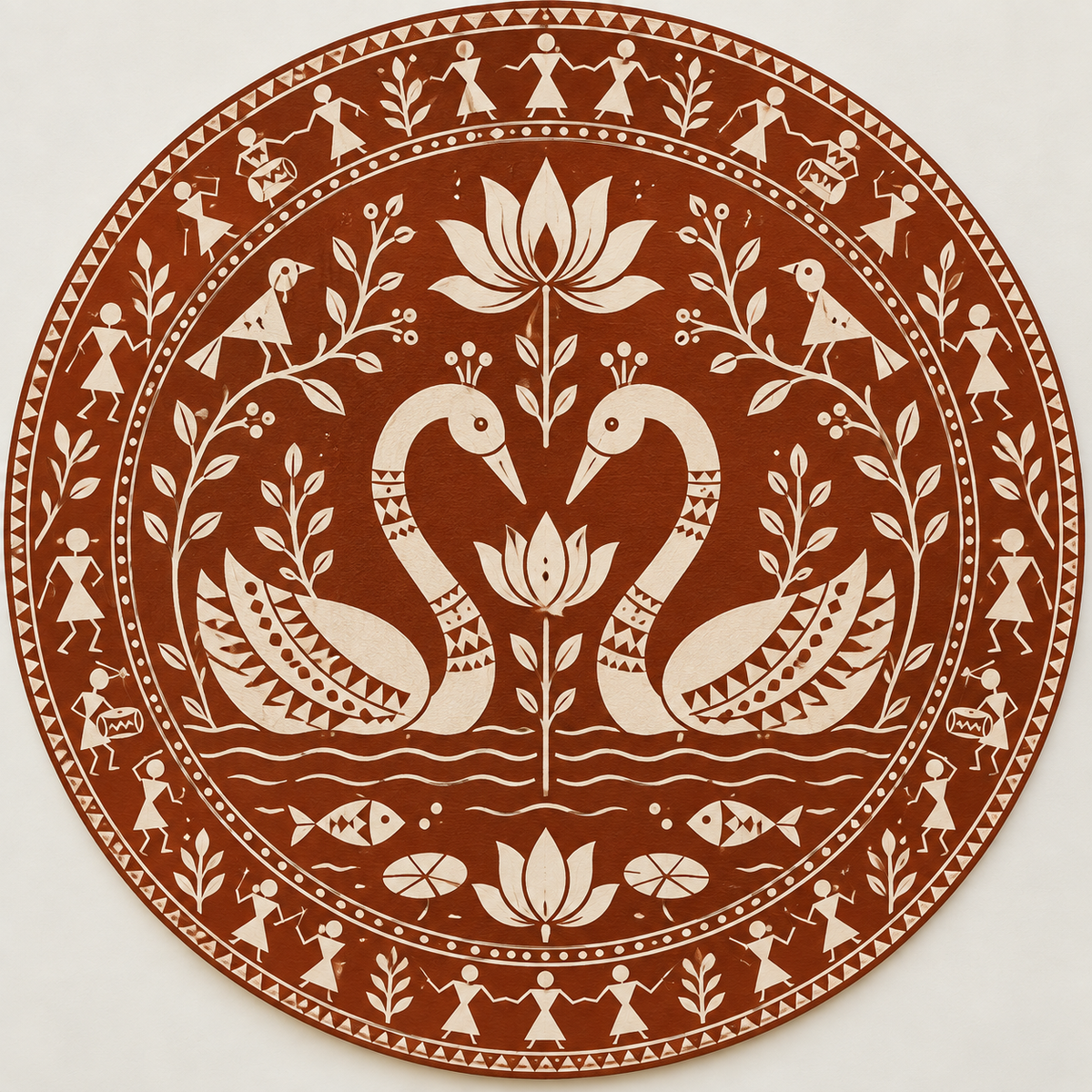 Warli Twin Swan Engraved MDF Wall Art - DIY - Pre-Marked MDF