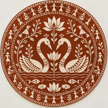 Warli Twin Swan Engraved MDF Wall Art - DIY - Pre-Marked MDF