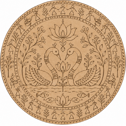 Warli Twin Swan Engraved MDF Wall Art - DIY - Pre-Marked MDF