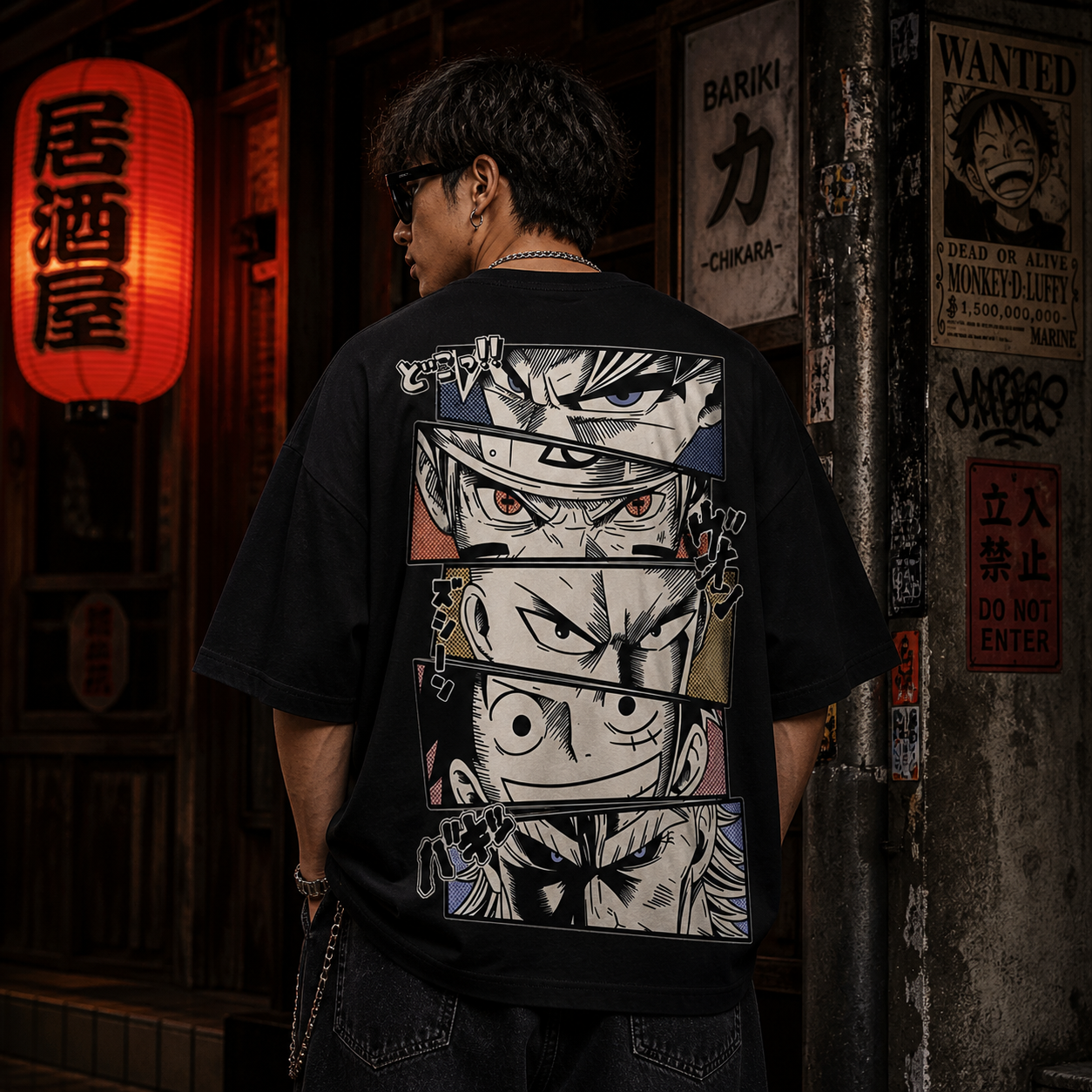 Manga Panel Oversized T-Shirt | Cotton Bio Wash - Graphic Printed T-shirt