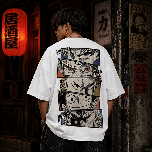 Manga Panel Oversized T-Shirt | Cotton Bio Wash - Graphic Printed T-shirt