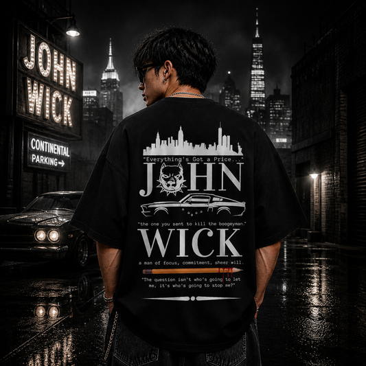 BOOGEYMAN LEGEND - John Wick  | Front & Back | Oversized  | Cotton Bio Wash - Graphic Printed T-shirt