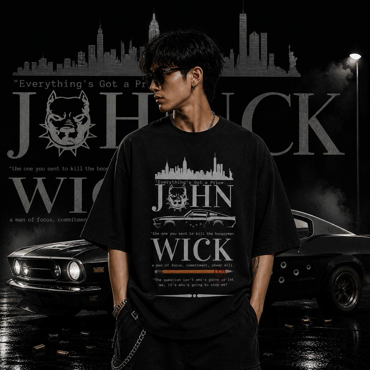 BOOGEYMAN LEGEND - John Wick  | Oversized  | Cotton Bio Wash - Graphic Printed T-shirt