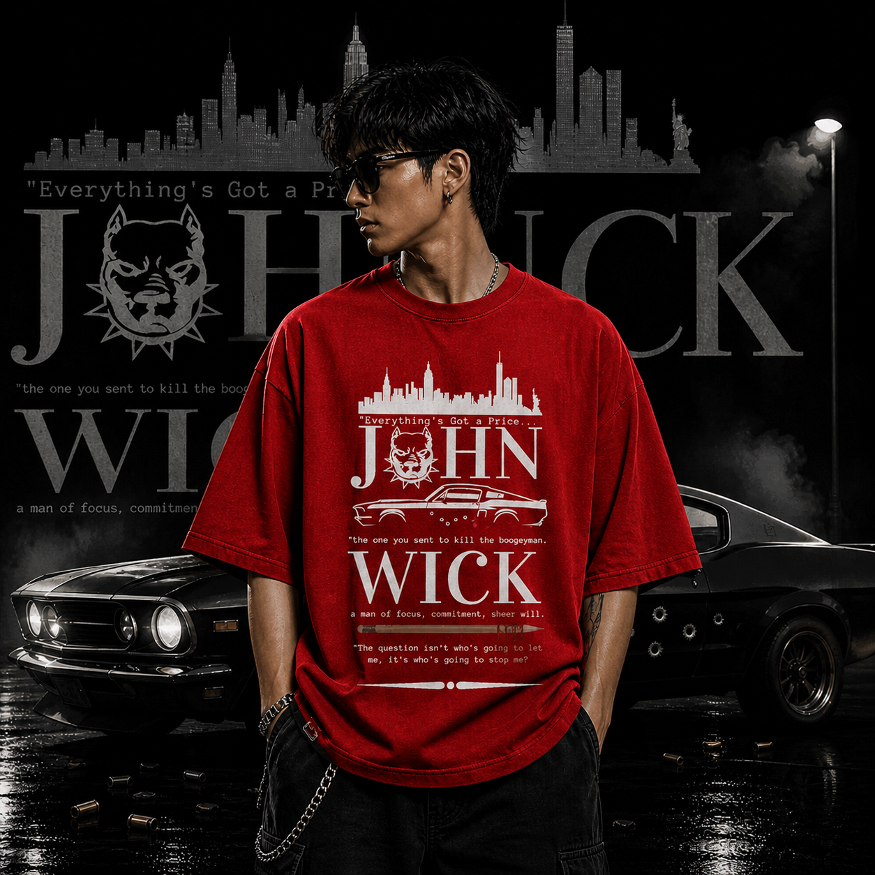 BOOGEYMAN LEGEND - John Wick  | Oversized  | Cotton Bio Wash - Graphic Printed T-shirt