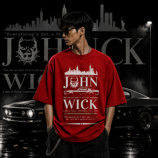 BOOGEYMAN LEGEND - John Wick  | Oversized  | Cotton Bio Wash - Graphic Printed T-shirt