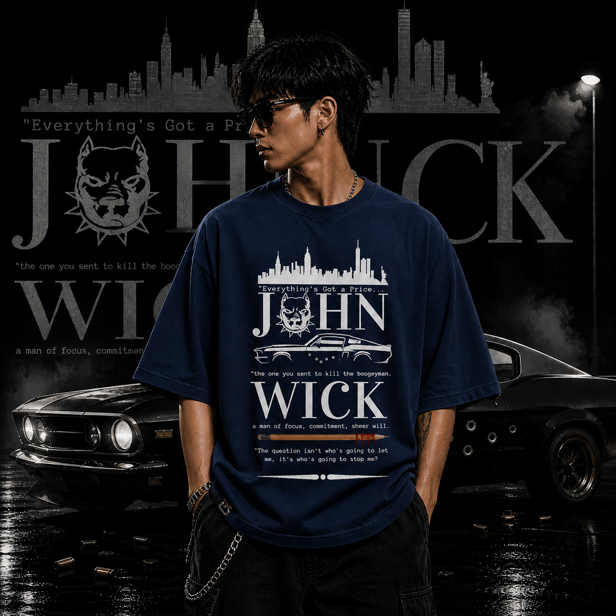 BOOGEYMAN LEGEND - John Wick  | Oversized  | Cotton Bio Wash - Graphic Printed T-shirt