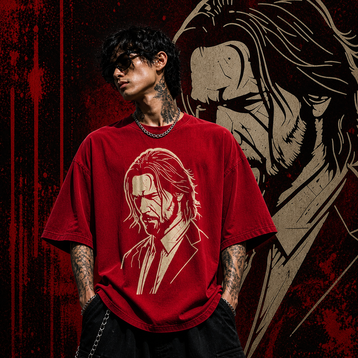 John Wick | Oversized  | Cotton Bio Wash - Graphic Printed T-shirt