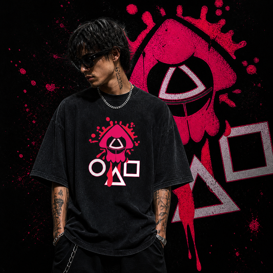 Squid Game | Oversized  | Cotton Bio Wash - Graphic Printed T-shirt