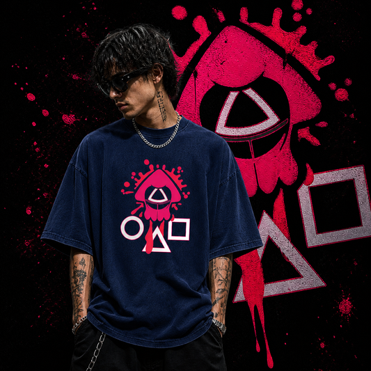 Squid Game | Oversized  | Cotton Bio Wash - Graphic Printed T-shirt
