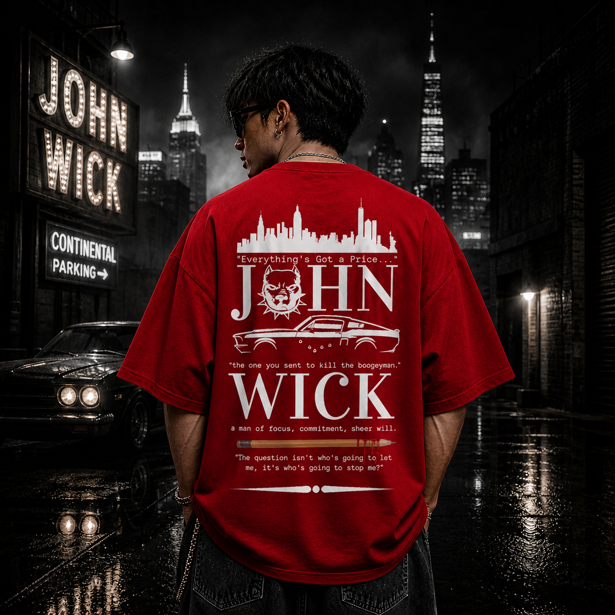 BOOGEYMAN LEGEND - John Wick  | Front & Back | Oversized  | Cotton Bio Wash - Graphic Printed T-shirt