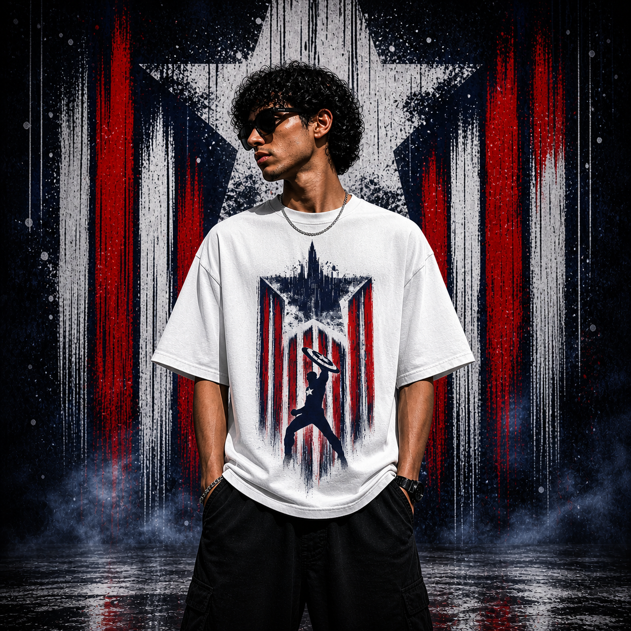 Captain America  | Cotton Bio Wash - Graphic Printed T-shirt