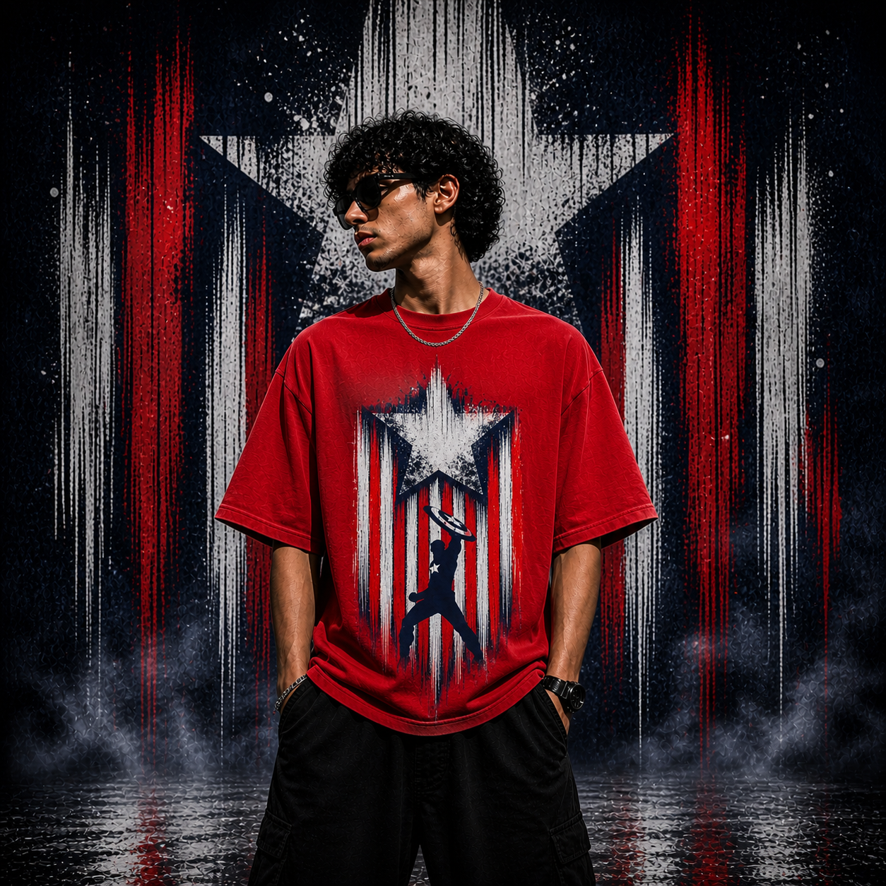 Captain America  | Cotton Bio Wash - Graphic Printed T-shirt