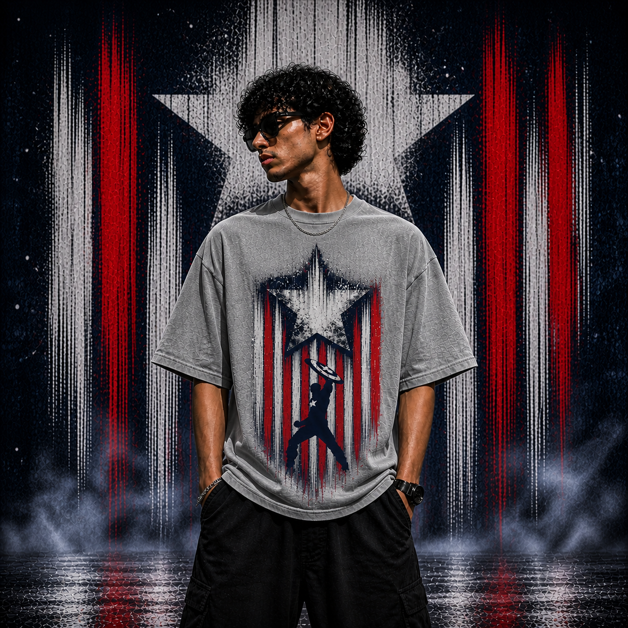 Captain America  | Cotton Bio Wash - Graphic Printed T-shirt