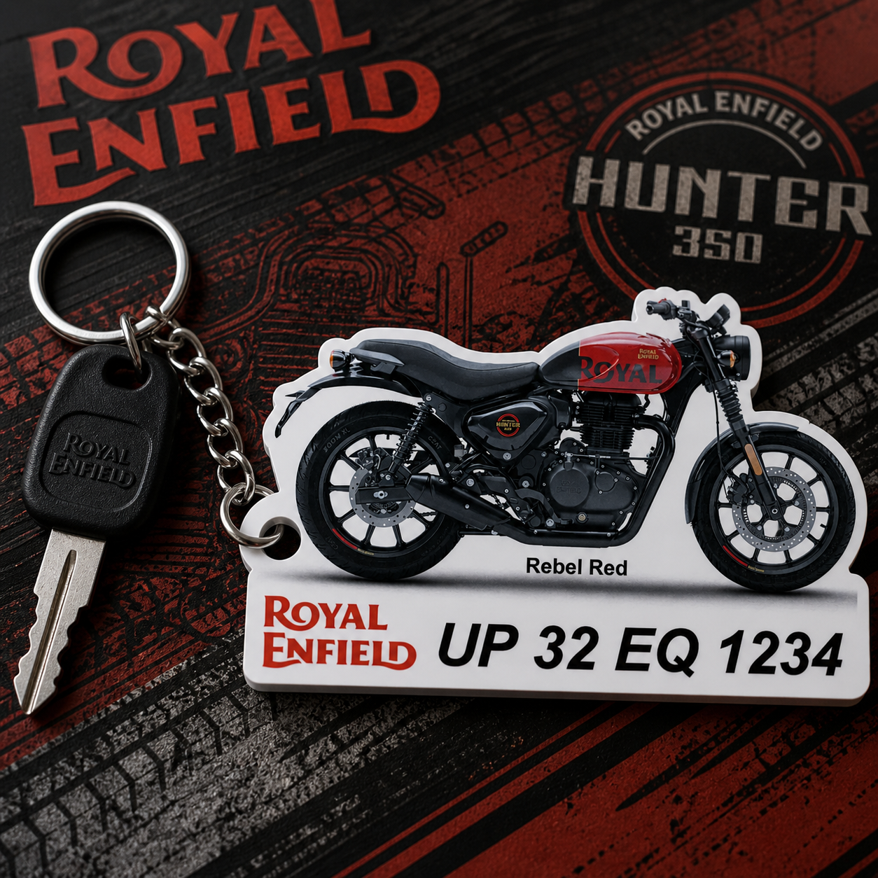Hunter 350 - Personalized Royal Enfield Printed Keychain