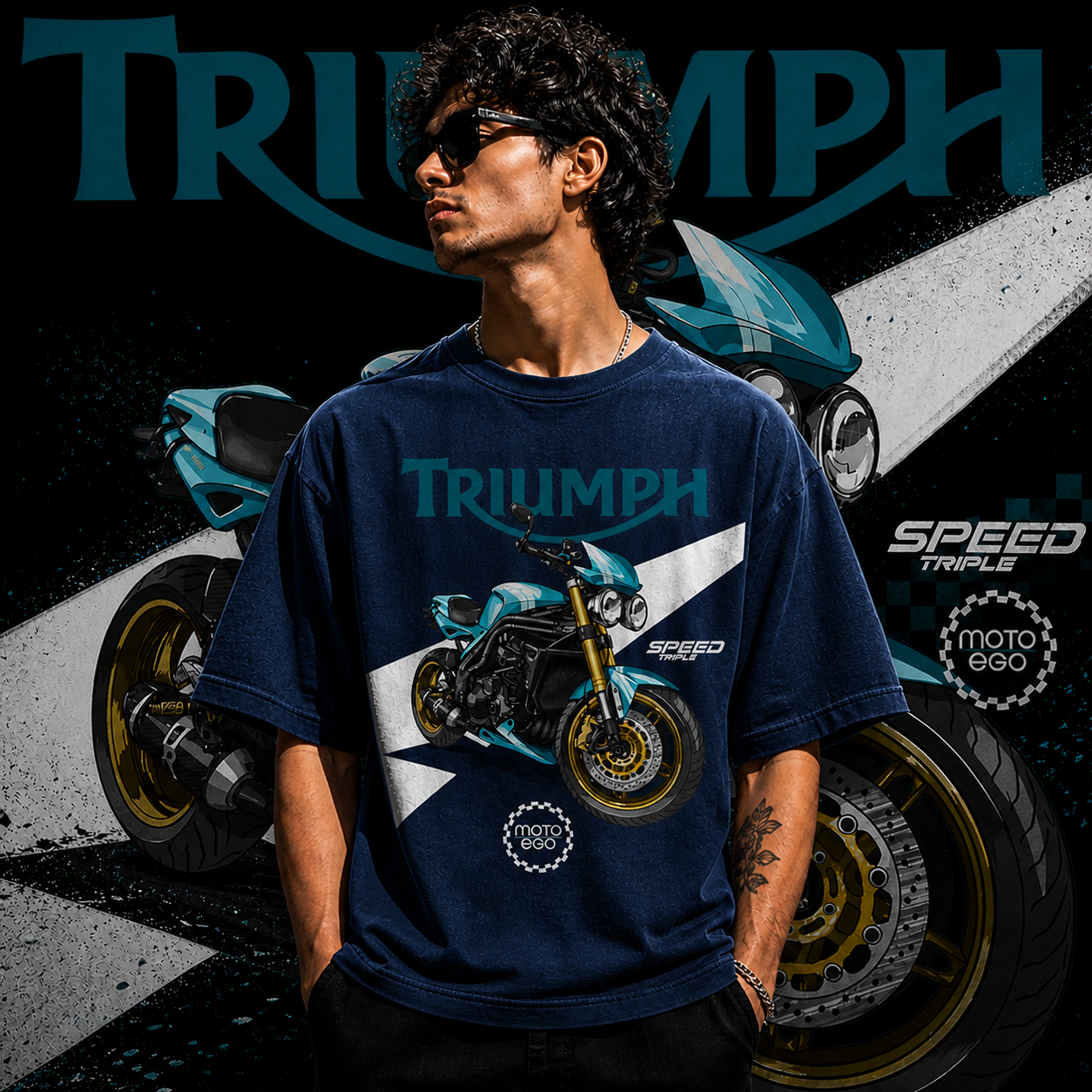 Triumph 2007 Speed Triple  | Cotton Bio Wash - Graphic Printed T-shirt