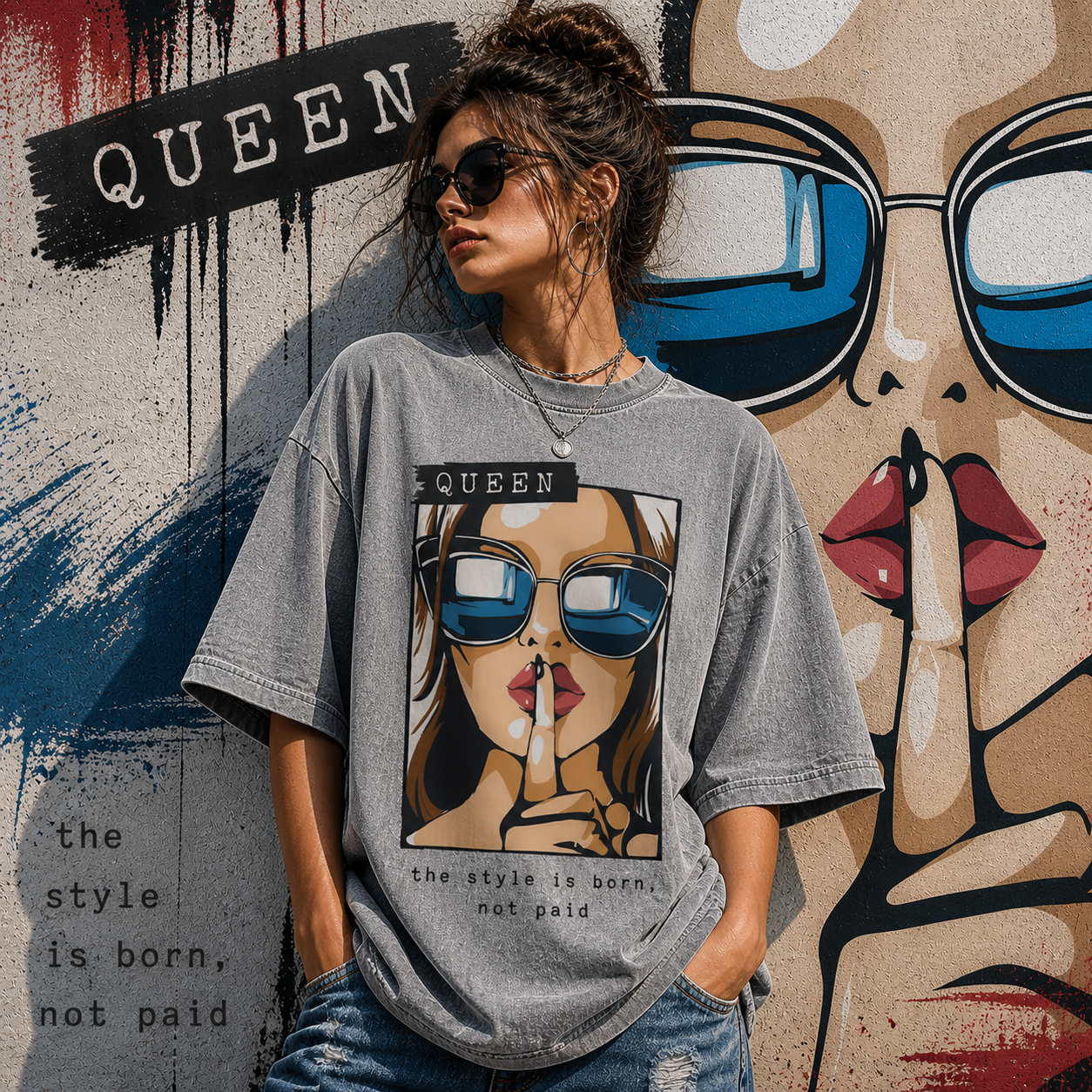 Cartoon Girl in Sunglasses | Cotton Bio Wash - Graphic Printed T-shirt
