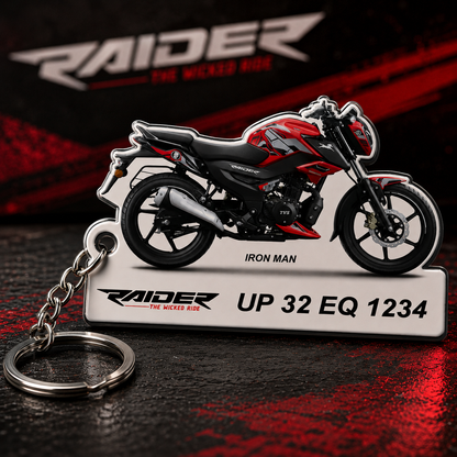 Raider 125 CC - Personalized TVS Keychain - Wood, Acrylic, Metal Printed