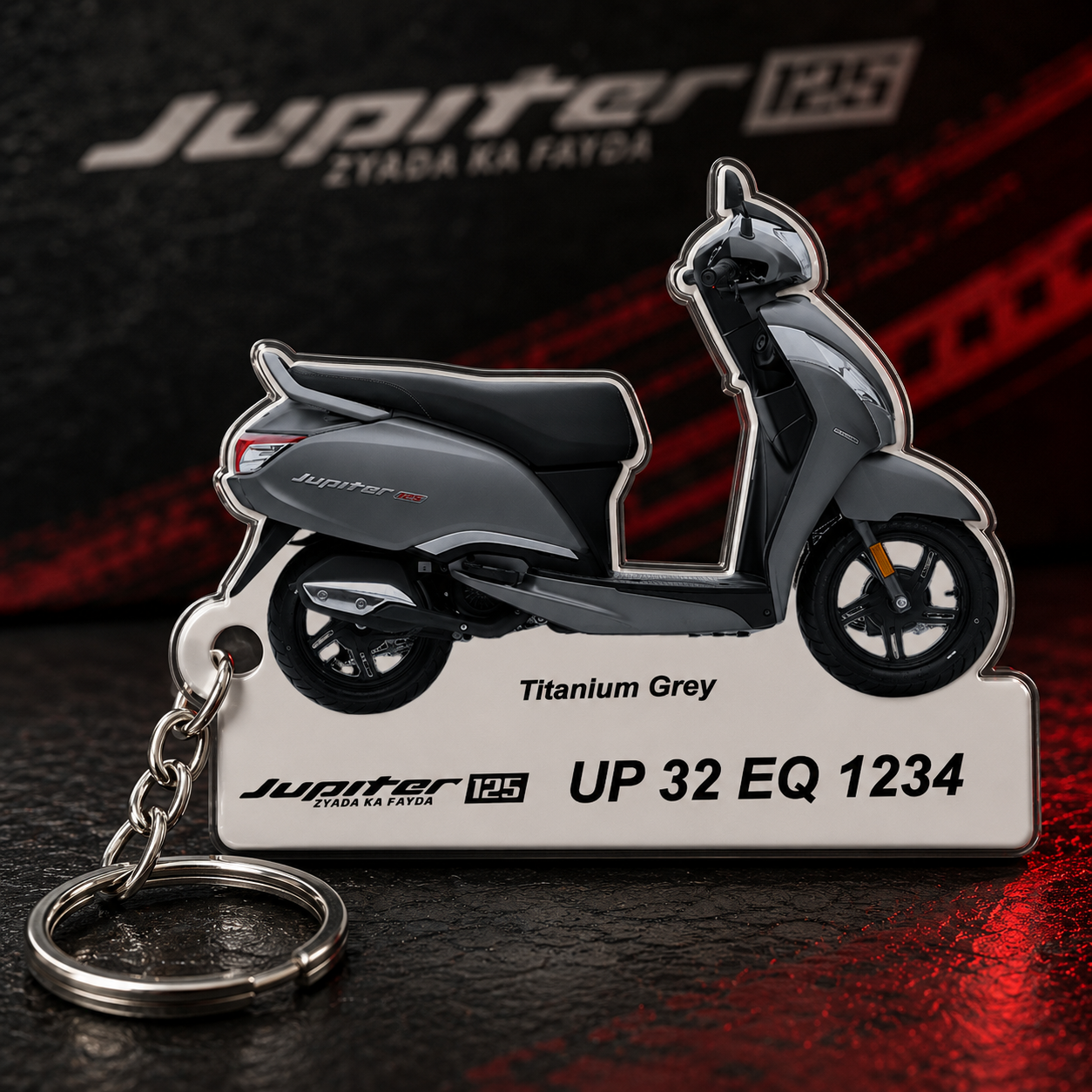 Jupiter 125 - Personalized TVS Keychain - Wood, Acrylic, Metal Printed