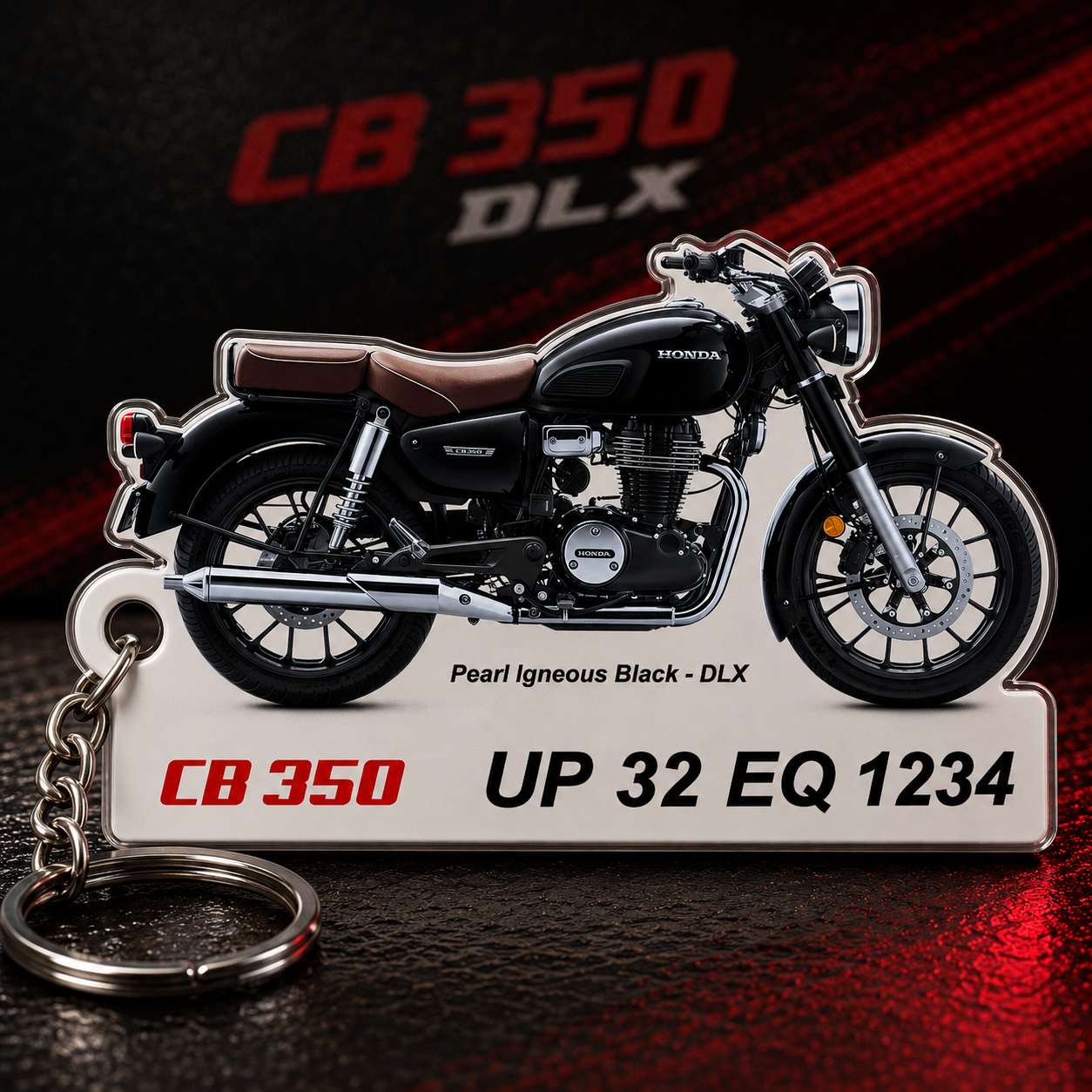 CB350 - Personalized Honda Keychain - Wood, Acrylic, Metal Printed