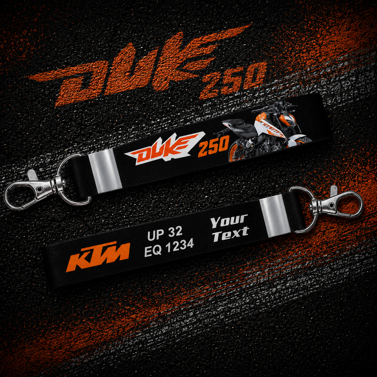 250 Duke - Personalized KTM Keychain - Wood, Acrylic, Metal Printed