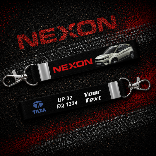 Nexon - Personalized Tata Car Keychain - Wood, Acrylic, Metal Printed