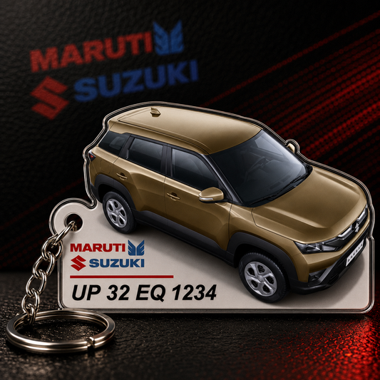 Brezza - Personalized  Maruti Suzuki Keychain - Wood, Acrylic, Metal Printed