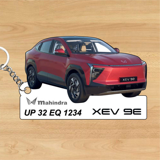 XEV 9e - Personalized Mahindra Car Keychain - Wood, Acrylic, Metal Printed