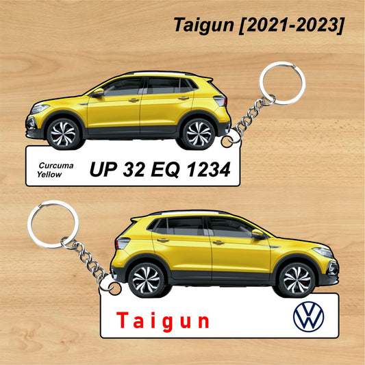 Taigun [2021-2023] - Personalized Volkswagen Car Keychain - Wood, Acrylic, Metal Printed