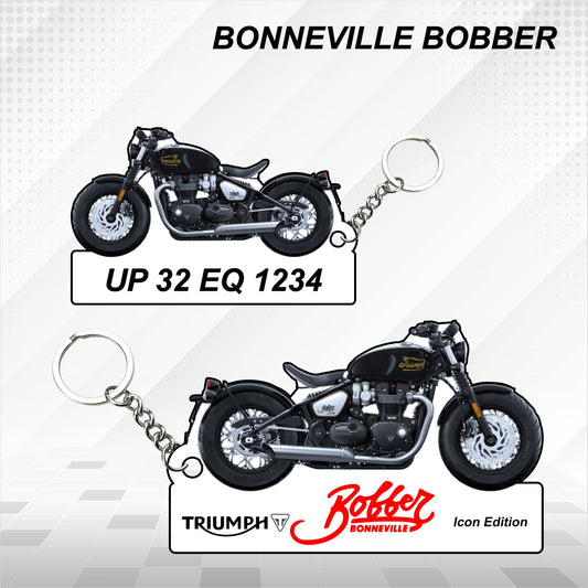 BONNEVILLE BOBBER - Classics - Personalized Triumph Keychain - Wood, Acrylic, Metal Printed