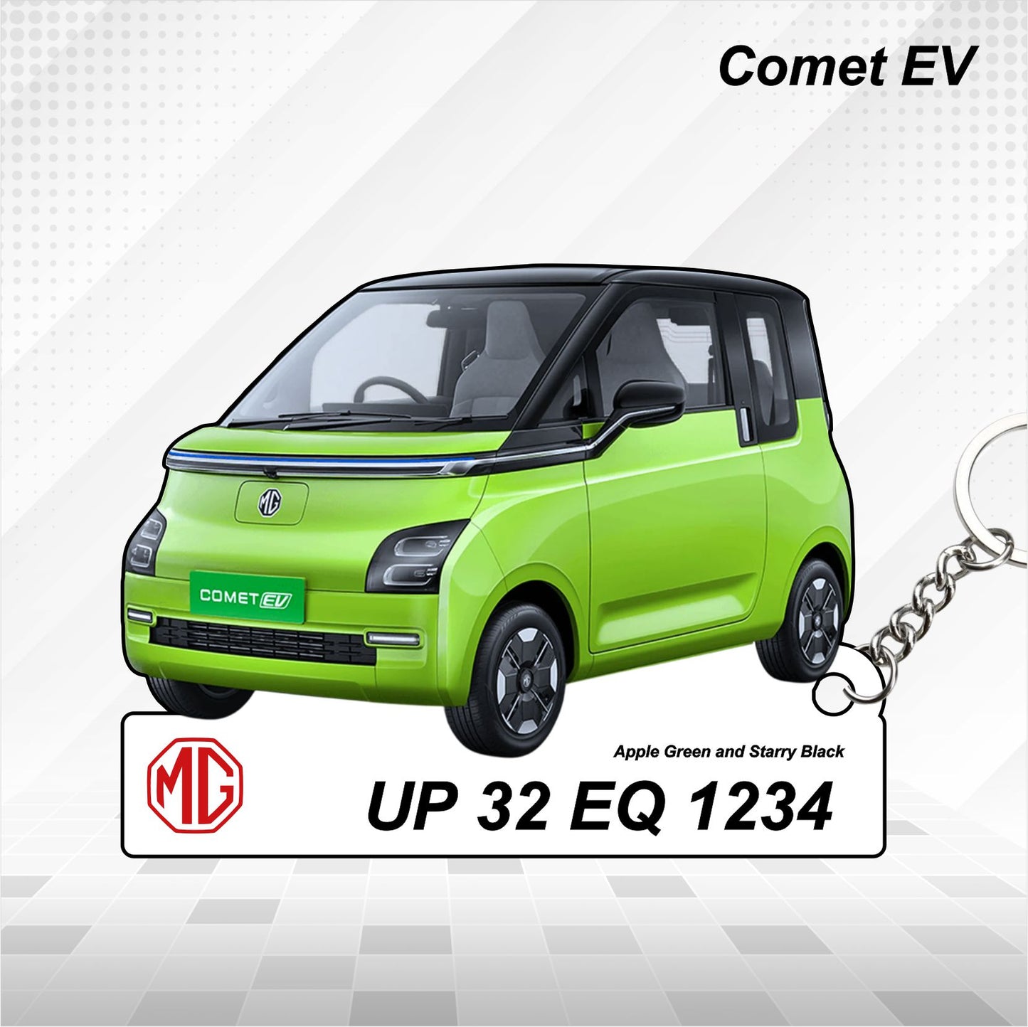 Comet EV - Personalized MG Car Keychain - Wood, Acrylic, Metal Printed