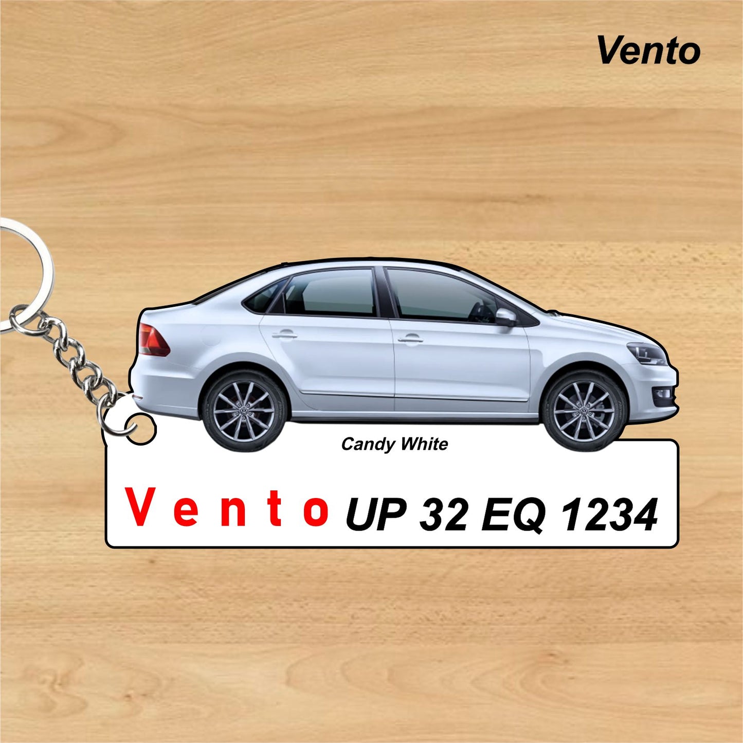 Vento - Personalized Volkswagen Car Keychain - Wood, Acrylic, Metal Printed