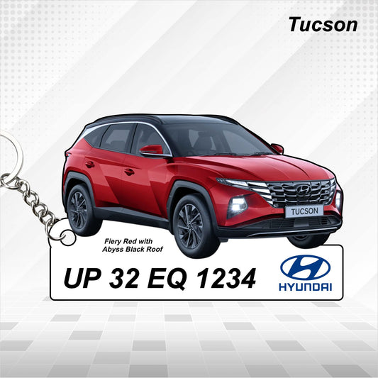 Tucson - Personalized Hyundai Car Keychain - Wood, Acrylic, Metal Printed