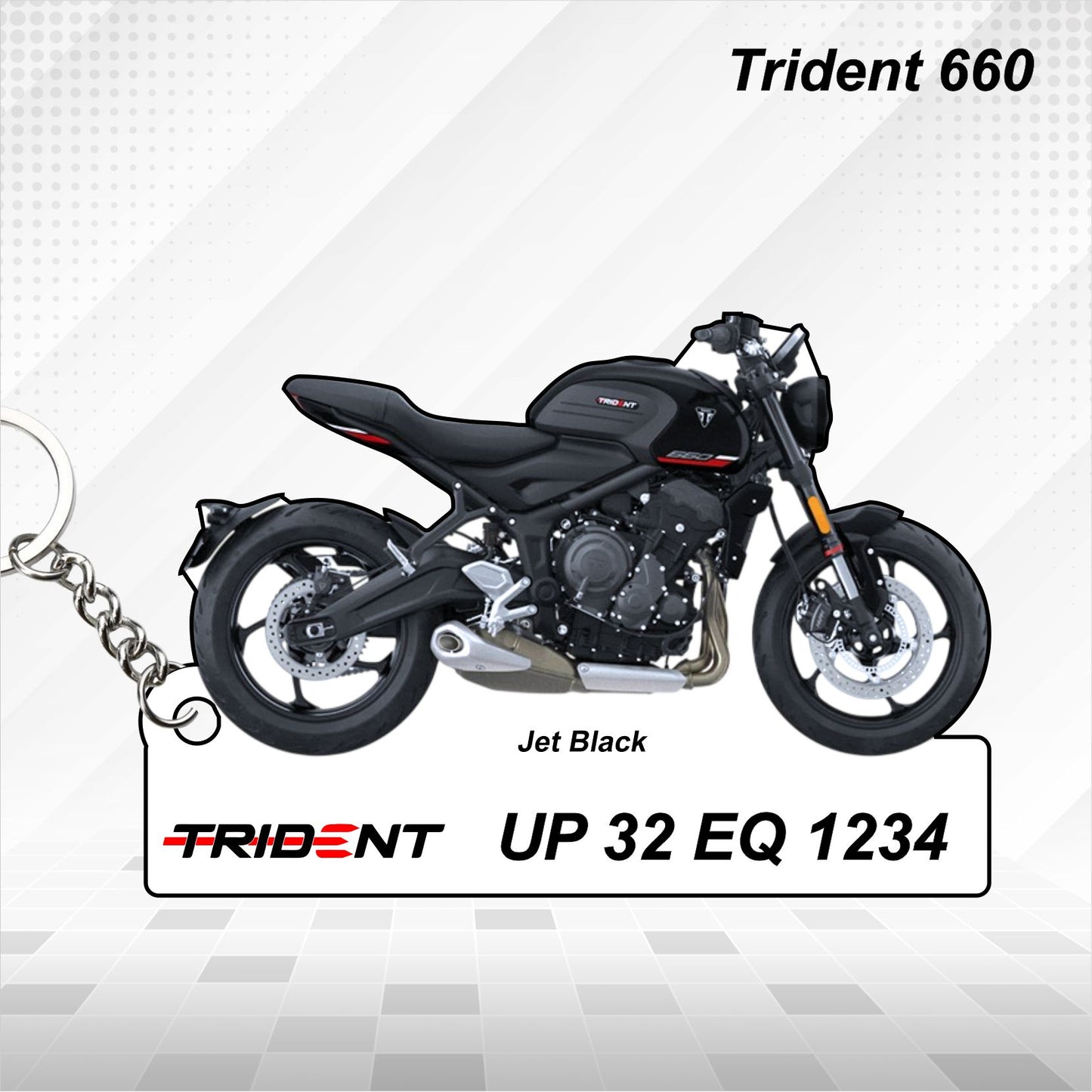Trident 660 - Personalized Triumph Keychain - Wood, Acrylic, Metal Printed, Lanyard