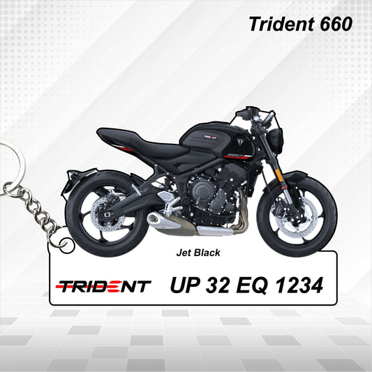 Trident 660 - Personalized Triumph Keychain - Wood, Acrylic, Metal Printed, Lanyard