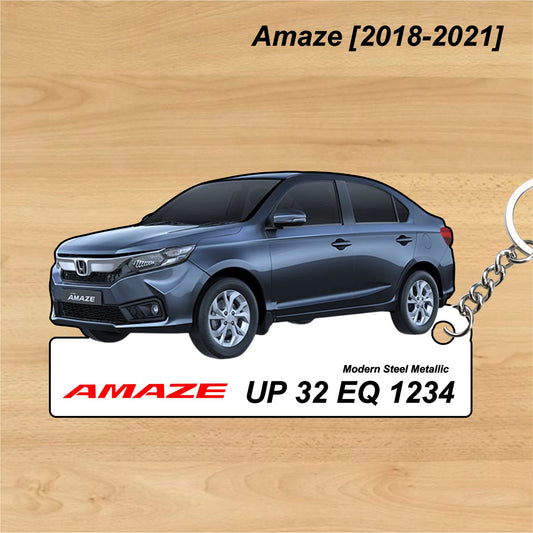 Amaze [2018-2021] - Personalized Honda Car Keychain - Wood, Acrylic, Metal Printed