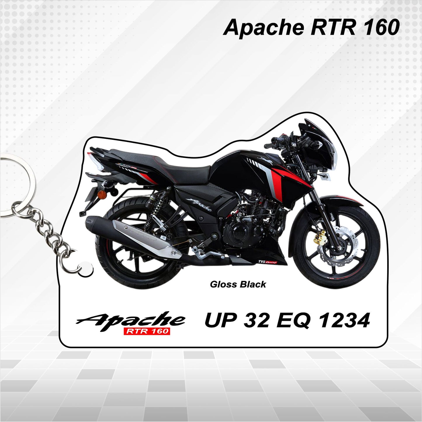Apache RTR 160 - Personalized TVS Keychain - Wood, Acrylic, Metal Printed