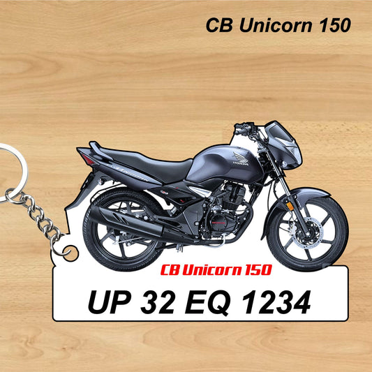 CB Unicorn 150 - Personalized Honda Keychain - Wood, Acrylic, Metal Printed