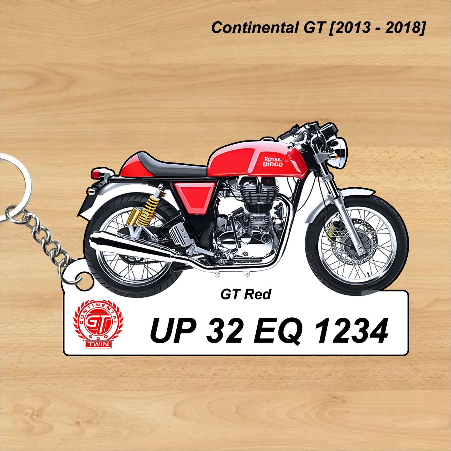 Continental GT [2013 - 2018] - Personalized Royal Enfield Keychain - Wood, Acrylic, Metal Printed