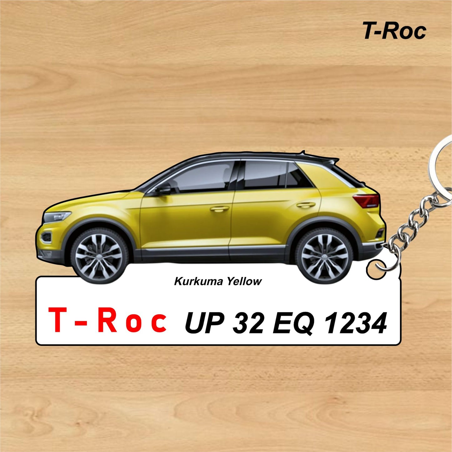 T-Roc - Personalized Volkswagen Car Keychain - Wood, Acrylic, Metal Printed