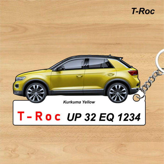 T-Roc - Personalized Volkswagen Car Keychain - Wood, Acrylic, Metal Printed