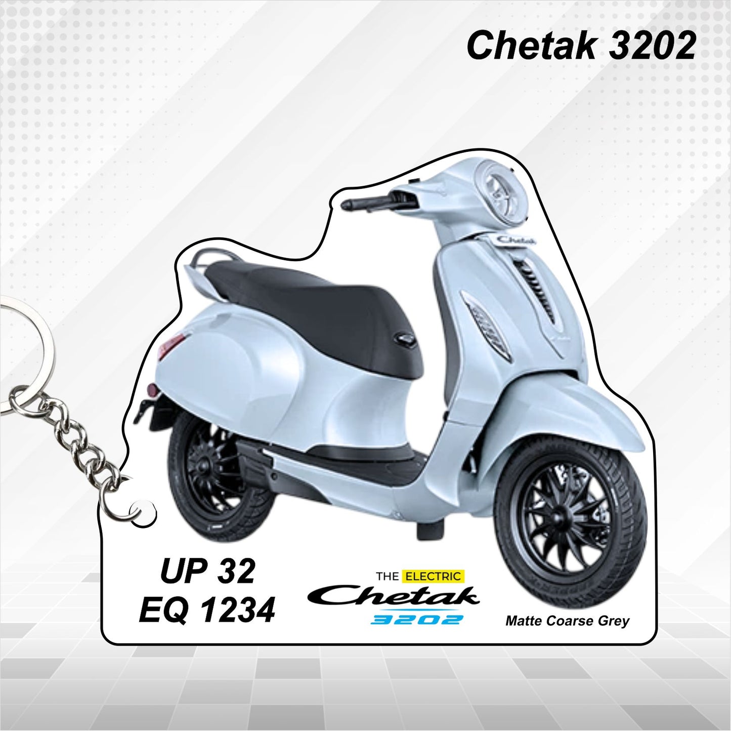 CHETAK 3202 - Personalized Bajaj Scooter Keychain - Wood, Acrylic, Metal Printed