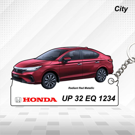 City 5th Gen - Personalized Honda Car Keychain - Wood, Acrylic, Metal Printed